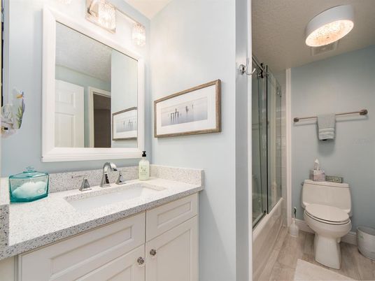 Bathroom, Glass Shower, Interior, Wood Texture Flooring