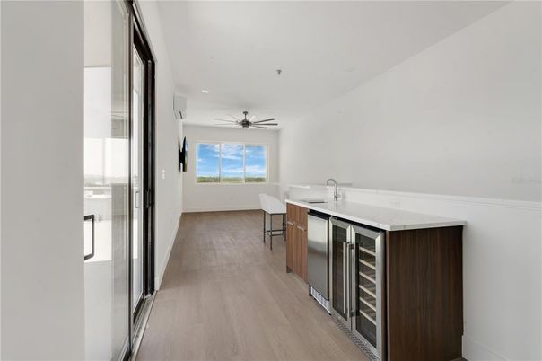 Dining room, Interior, Kitchen, Recessed Lighting, Wood Texture Flooring