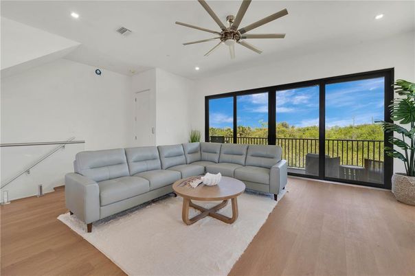 Interior, Living room, Recessed Lighting, Wood Texture Flooring