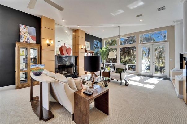 Fireplace, Interior, Living room, Recessed Lighting