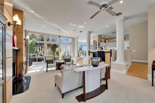 Interior, Kitchen, Living room, Pendant Lights, Recessed Lighting, Wood Texture Flooring