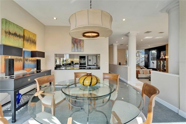 Dining room, Interior, Kitchen, Living room, Recessed Lighting