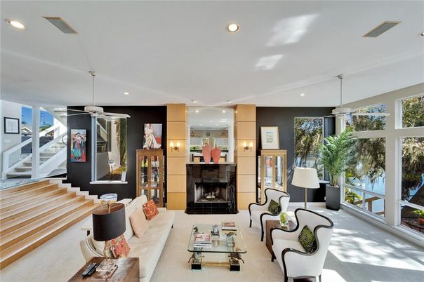 Fireplace, Interior, Living room, Pendant Lights, Recessed Lighting