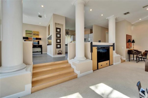 Fireplace, Interior, Piano, Recessed Lighting
