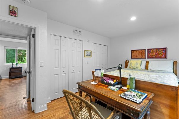 Bedroom, Home Office, Interior, Recessed Lighting, Wood Texture Flooring