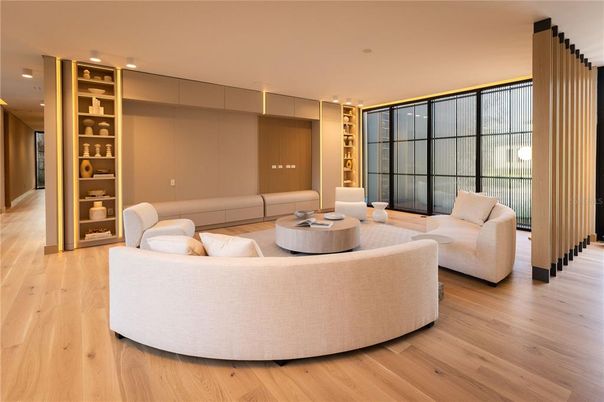 Interior, Living room, Recessed Lighting, Wood Texture Flooring