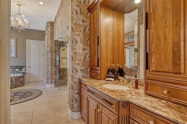 Bathroom, Chandelier, Interior, Recessed Lighting