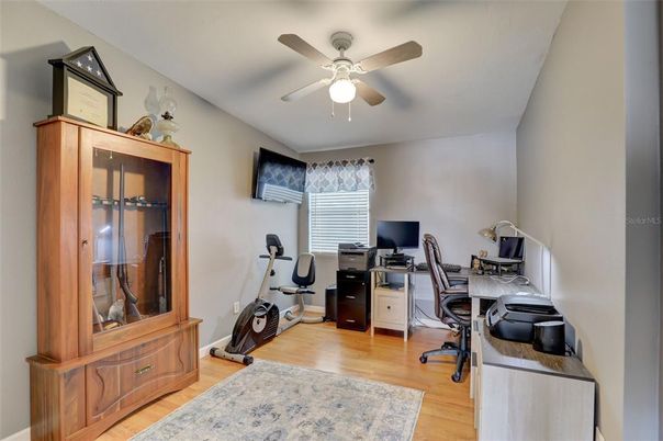Fitness Equipment, Home Office, Interior, Wood Texture Flooring