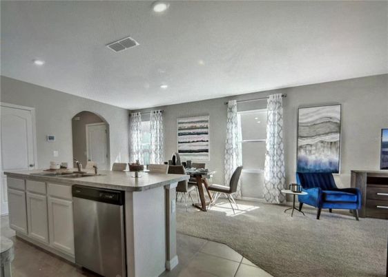 Dining room, Interior, Kitchen, Recessed Lighting