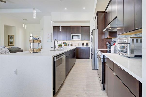 Interior, Kitchen, Pendant Lights, Recessed Lighting, Stainless Steel Appliances