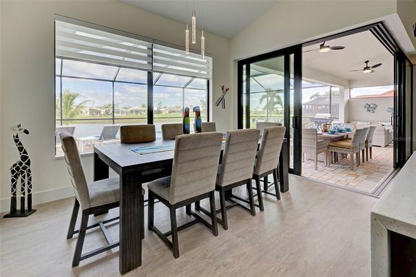 Dining room, Glass Ceilings, Interior, Pendant Lights, Sun Room, Wood Texture Flooring
