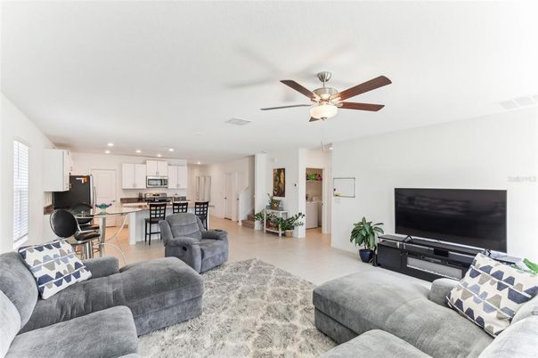Dining room, Interior, Kitchen, Living room, Recessed Lighting