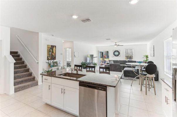 Dining room, Interior, Kitchen, Living room, Recessed Lighting, Stainless Steel Appliances