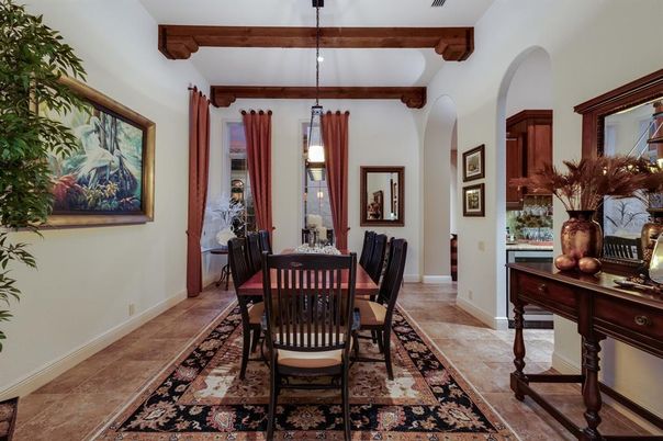 Dining room, Interior, Pendant Lights, Wooden Beams