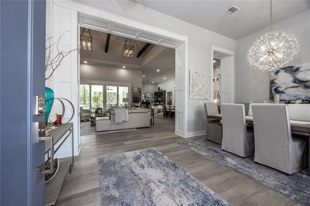 Dining room, Interior, Kitchen, Living room, Pendant Lights, Recessed Lighting, Wood Texture Flooring