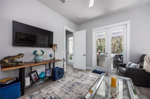 Interior, Living room, Recessed Lighting, Wood Texture Flooring