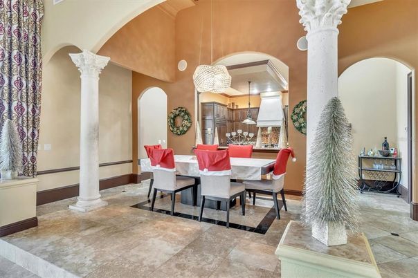 Chandelier, Dining room, Interior, Pendant Lights