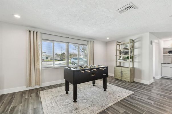 Game Room, Interior, Recessed Lighting, Wood Texture Flooring