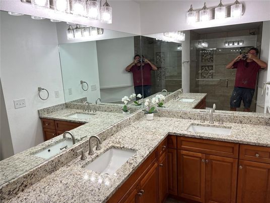 Bathroom, Dual Sink Vanities, Glass Shower, Interior