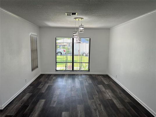 Empty room, Interior, Pendant Lights, Wood Texture Flooring