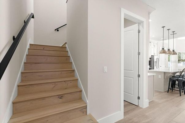 Interior, Kitchen, Pendant Lights, Recessed Lighting, Wood Texture Flooring