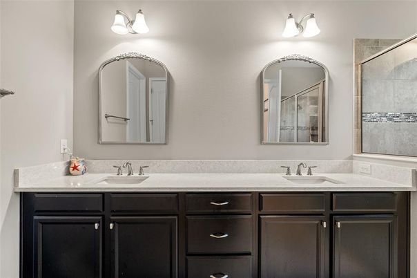 Bathroom, Dual Sink Vanities, Glass Shower, Interior