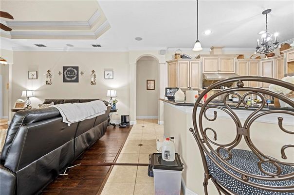 Bedroom, Chandelier, Interior, Kitchen, Pendant Lights, Recessed Lighting, Wood Texture Flooring