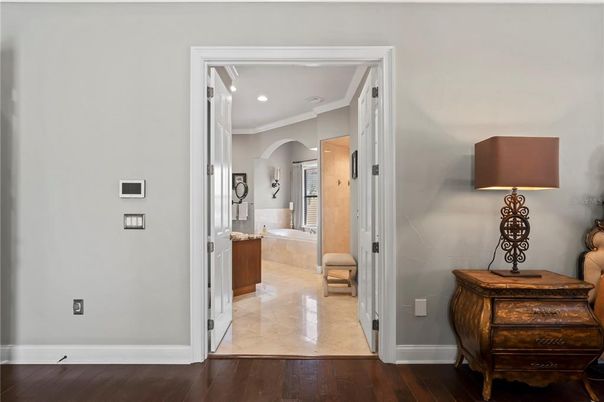 Bathroom, Interior, Recessed Lighting, Wood Texture Flooring