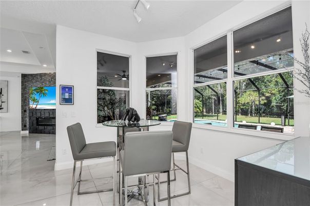 Dining room, Interior, Marble, Recessed Lighting