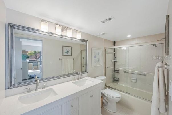 Bathroom, Dual Sink Vanities, Glass Shower, Interior, Recessed Lighting