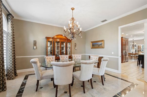 Chandelier, Dining room, Interior, Recessed Lighting
