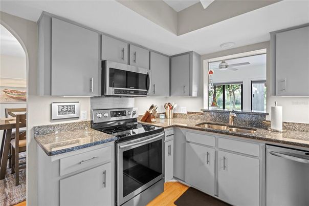 Interior, Kitchen, Stainless Steel Appliances, Wood Texture Flooring