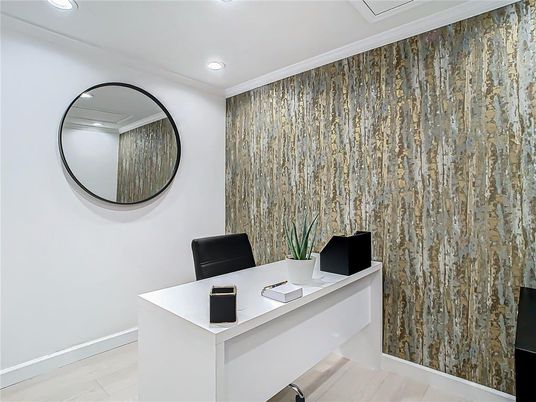 Home Office, Interior, Recessed Lighting, Wood Texture Flooring