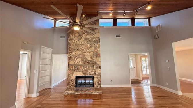 Fireplace, Interior, Stone Walls, Wooden Beams, Wooden Ceilings, Wood Texture Flooring