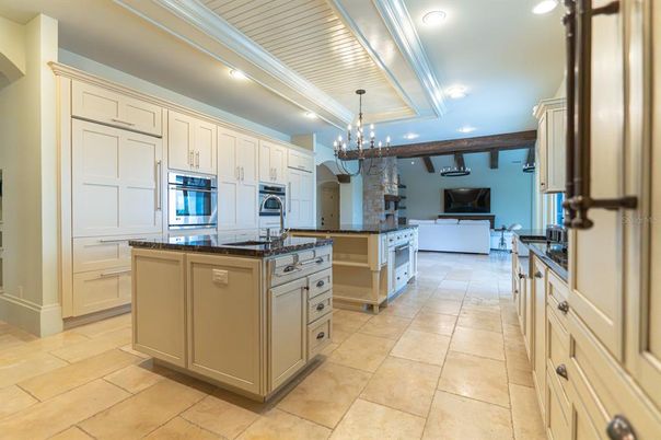 Chandelier, Interior, Kitchen, Pendant Lights, Recessed Lighting, Stainless Steel Appliances