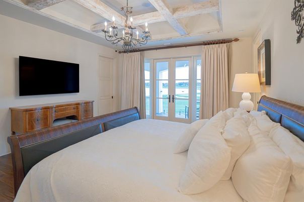 Bedroom, Chandelier, Interior, Wood Texture Flooring