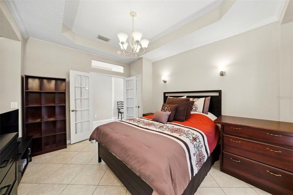 Bedroom, Chandelier, Interior