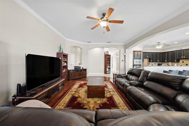 Interior, Kitchen, Living room, Recessed Lighting, Wood Texture Flooring