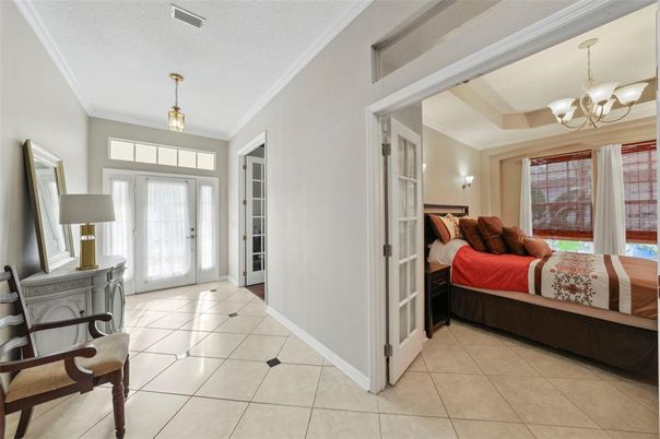 Bedroom, Chandelier, Interior