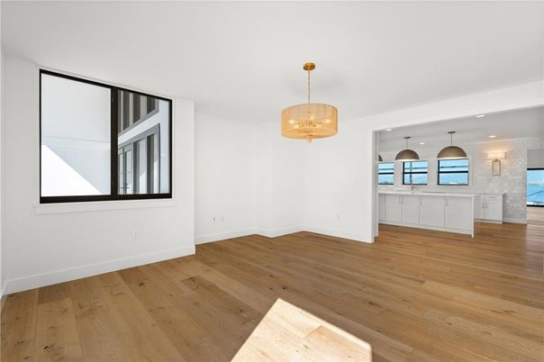 Empty room, Interior, Pendant Lights, Wood Texture Flooring