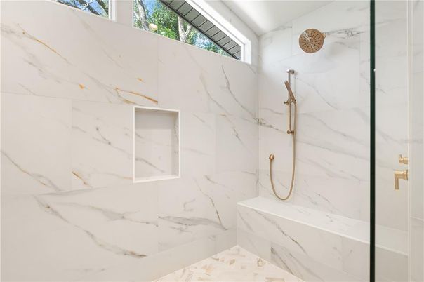 Bathroom, Glass Shower, Interior, Marble Walls