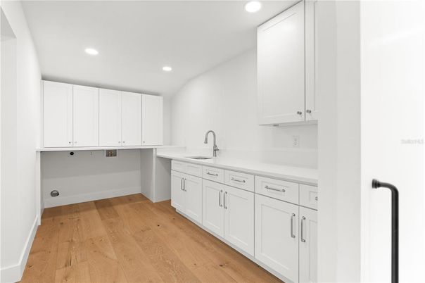 Interior, Kitchen, Recessed Lighting, Wood Texture Flooring