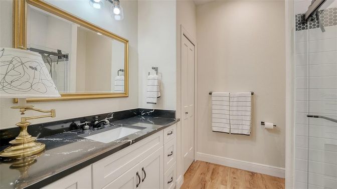 Bathroom, Dual Sink Vanities, Interior, Wood Texture Flooring
