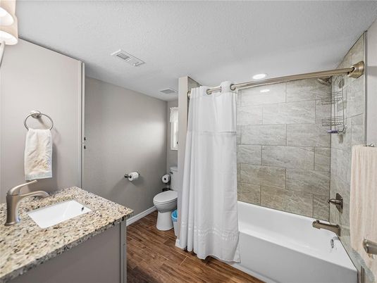Bathroom, Interior, Recessed Lighting, Wood Texture Flooring