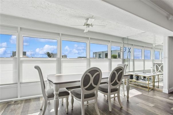 Dining room, Interior, Sun Room, Wood Texture Flooring