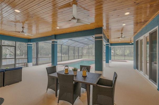 Dining room, Glass Ceilings, Interior, Pool, Recessed Lighting, Sun Room, Wooden Ceilings