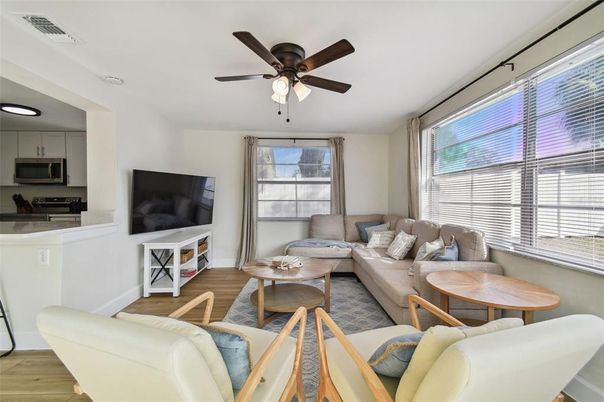 Interior, Kitchen, Living room, Stainless Steel Appliances, Wood Texture Flooring