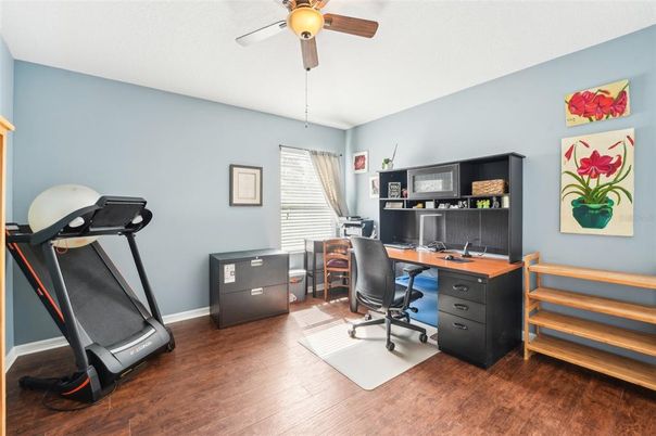 Fitness Equipment, Home Office, Interior, Wood Texture Flooring