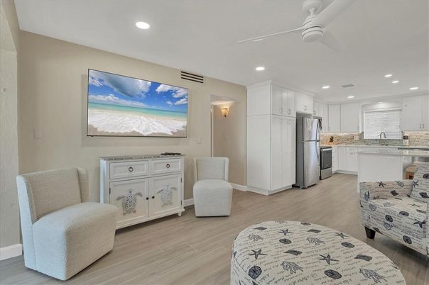 Interior, Kitchen, Recessed Lighting, Wood Texture Flooring