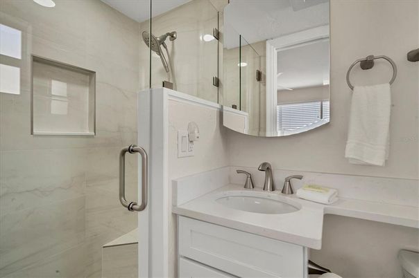 Bathroom, Glass Shower, Interior, Marble Walls